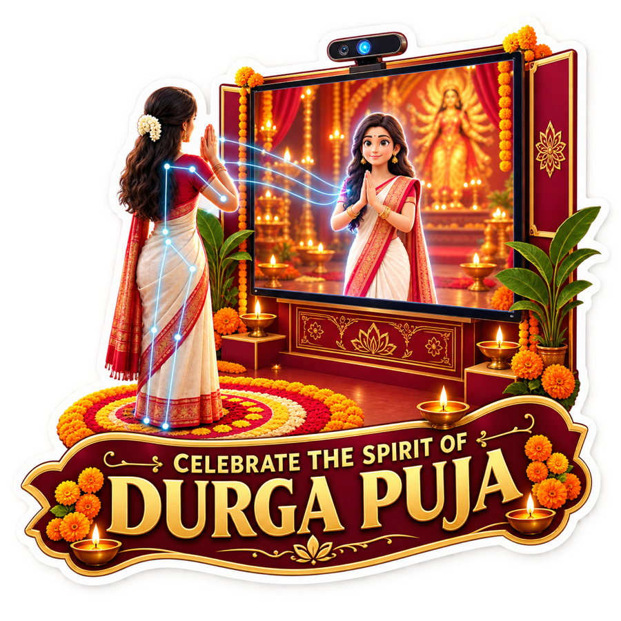 Durga Puja avatar sticker artwork, freeform cut